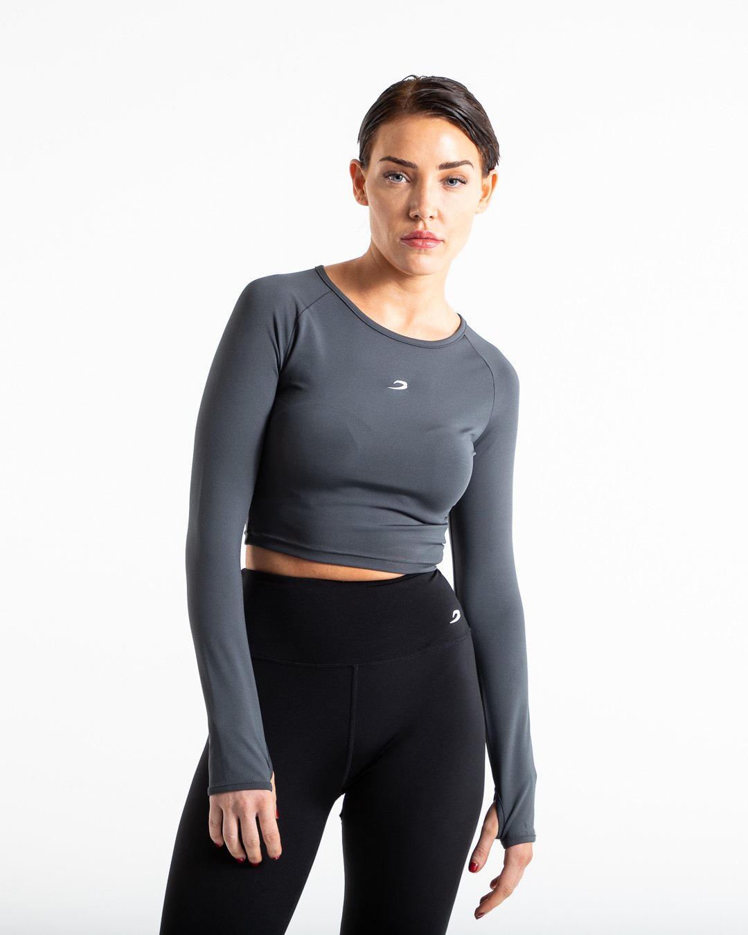Crop Top Long Sleeve - Charcoal