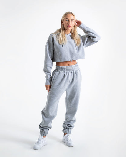 Johnson Cropped Hoodie - Grey