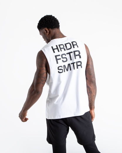 HRDR FSTR SMTR Muscle Tank - White