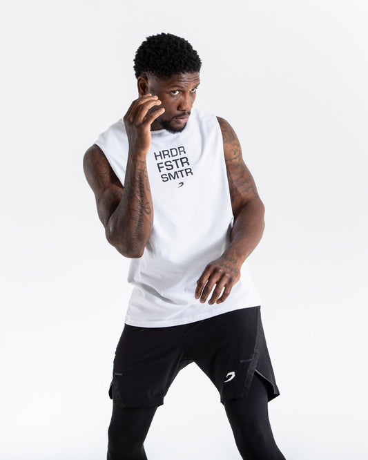 HRDR FSTR SMTR Muscle Tank - White