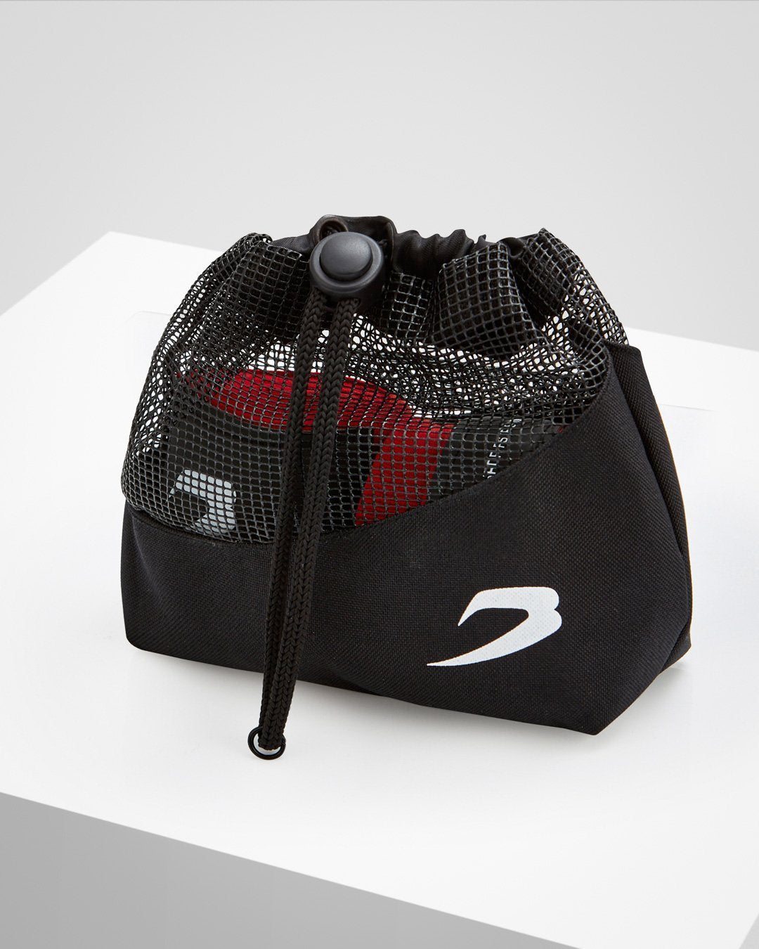 Red fabric boxing handwraps that is 4.5 metres in length with a leather velcro strap embossed with a white boxraw strike logo.