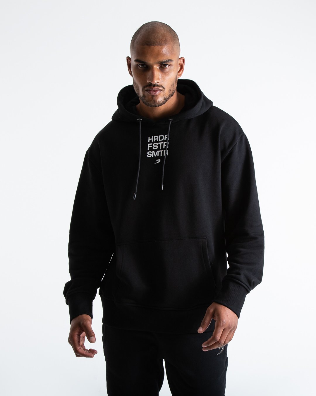HRDR FSTR SMTR Unisex Hoodie - Black