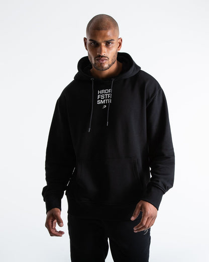 HRDR FSTR SMTR Unisex Hoodie - Black
