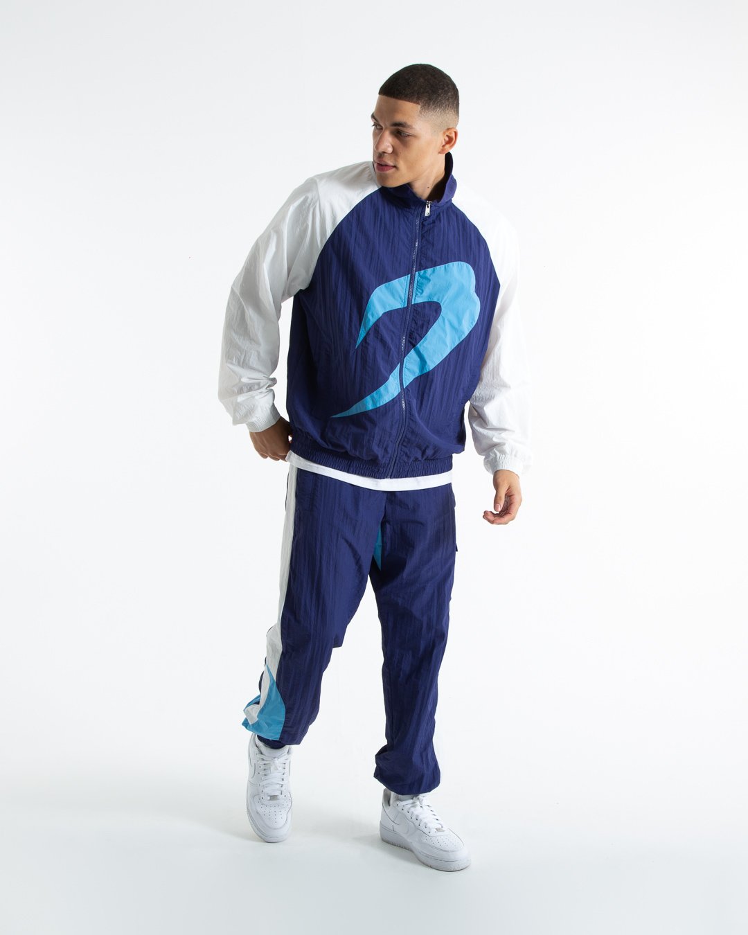 Walker Track Bottoms - White/Navy - BOXRAW