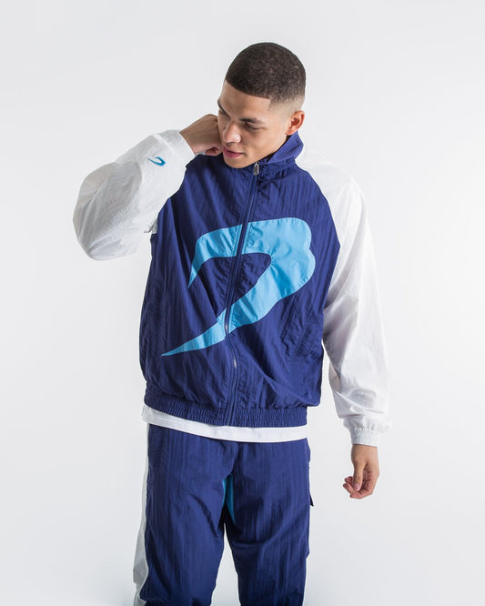 Walker Track Jacket - White/Navy - BOXRAW