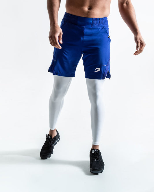 Pep Shorts (2-In-1 Training Tights) - Blue/White