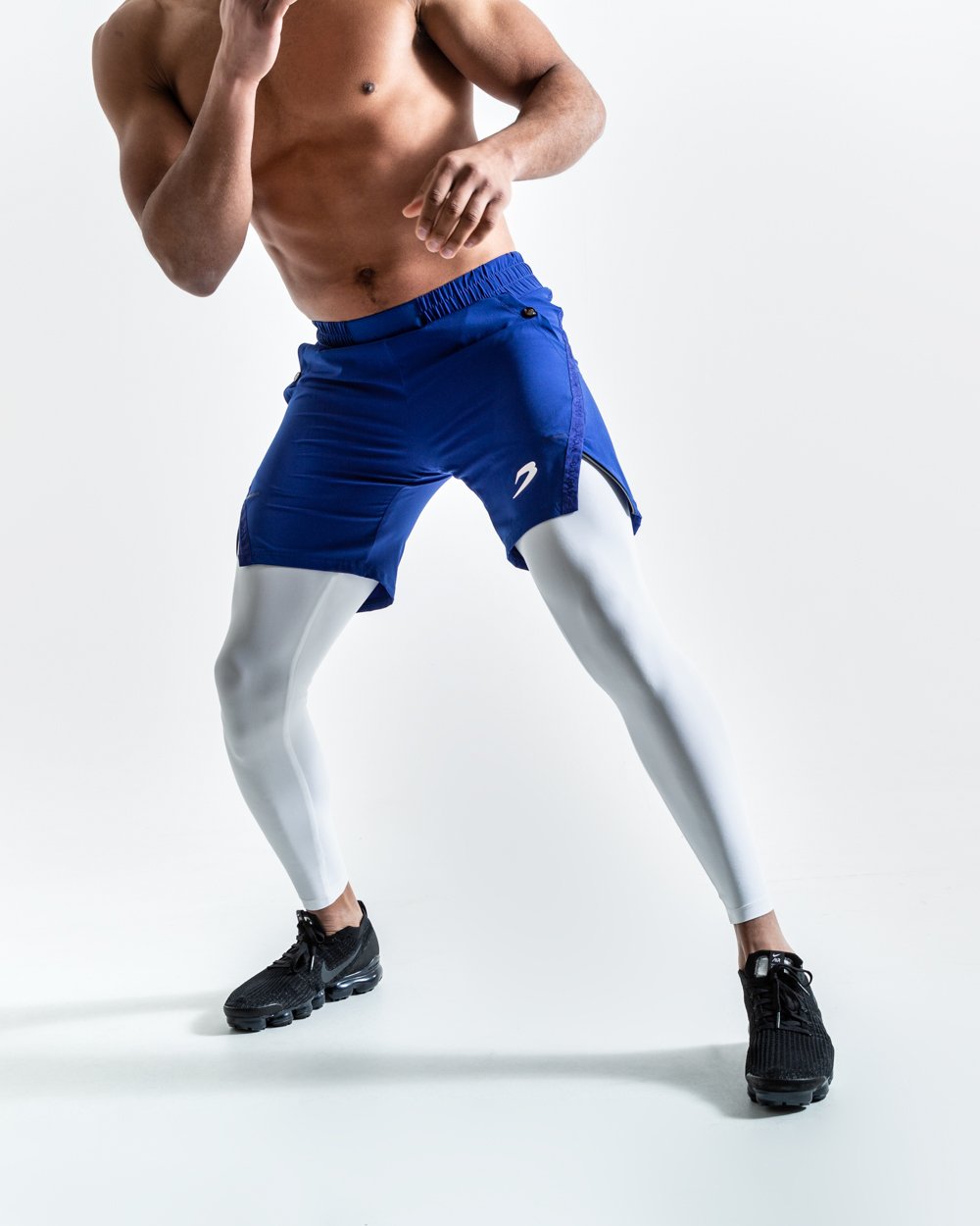 Pep Shorts (2-In-1 Training Tights) - Blue/White