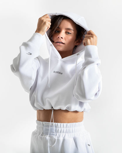Johnson Cropped Hoodie - White