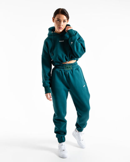 Johnson Cropped Hoodie - Teal