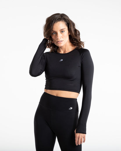 Crop Top Long Sleeve - Black