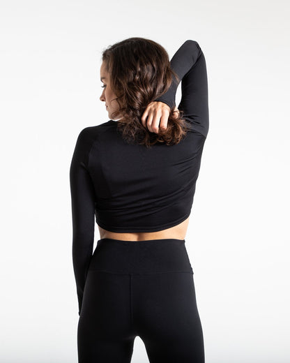 Crop Top Long Sleeve - Black