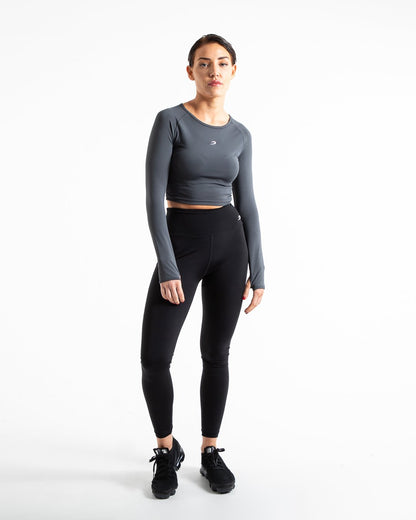 Crop Top Long Sleeve - Charcoal