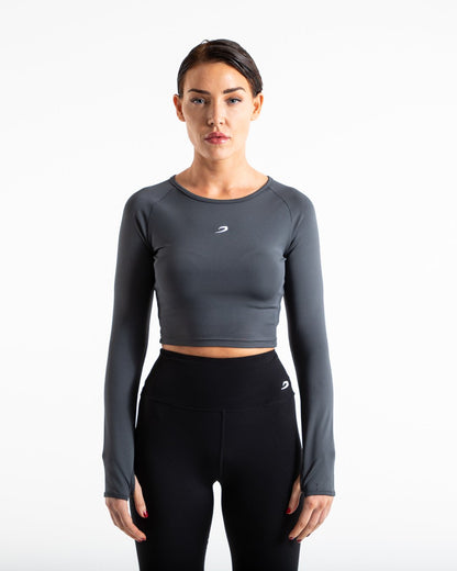 Crop Top Long Sleeve - Charcoal