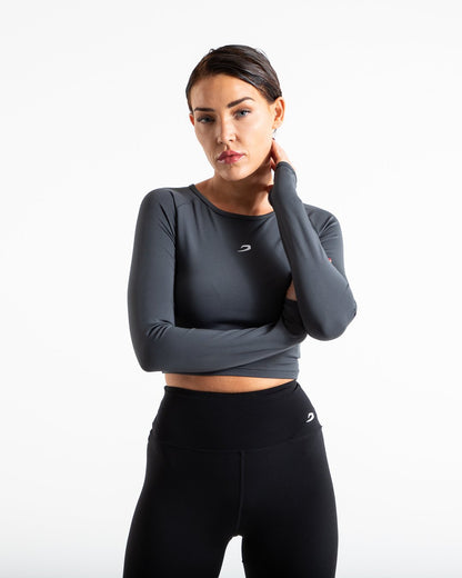 Crop Top Long Sleeve - Charcoal