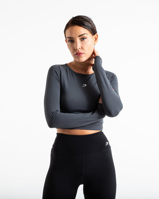 Crop Top Long Sleeve - Charcoal