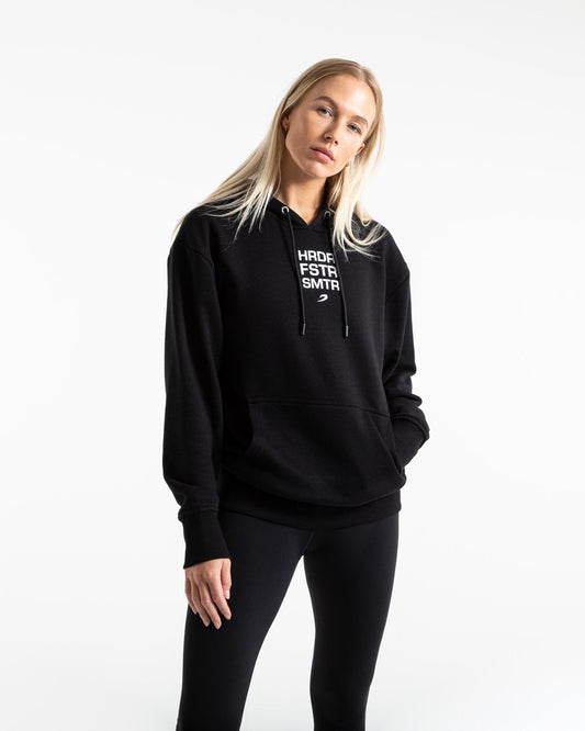 HRDR FSTR SMTR Unisex Hoodie - Black