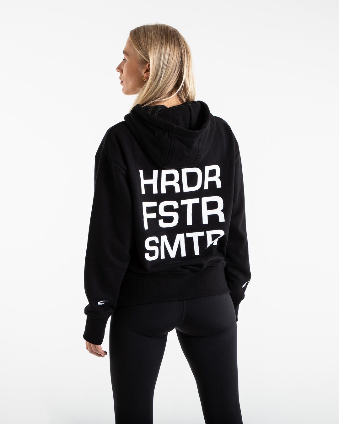 HRDR FSTR SMTR Unisex Hoodie - Black