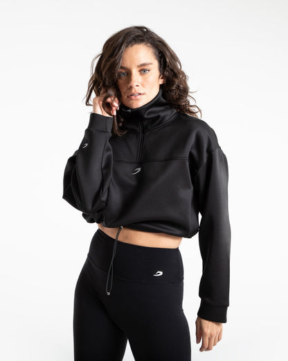 Del Valle 1/2 Zip Neoprene Top - Black