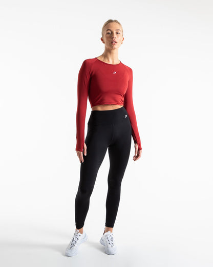 Crop Top Long Sleeve - Red
