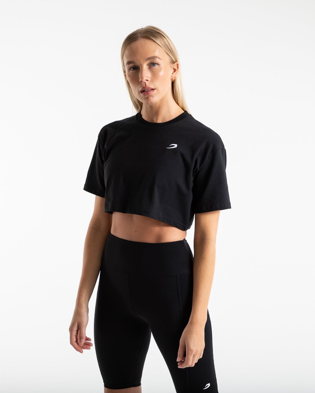 Cropped Strike T-Shirt - Black