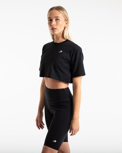 Cropped Strike T-Shirt - Black