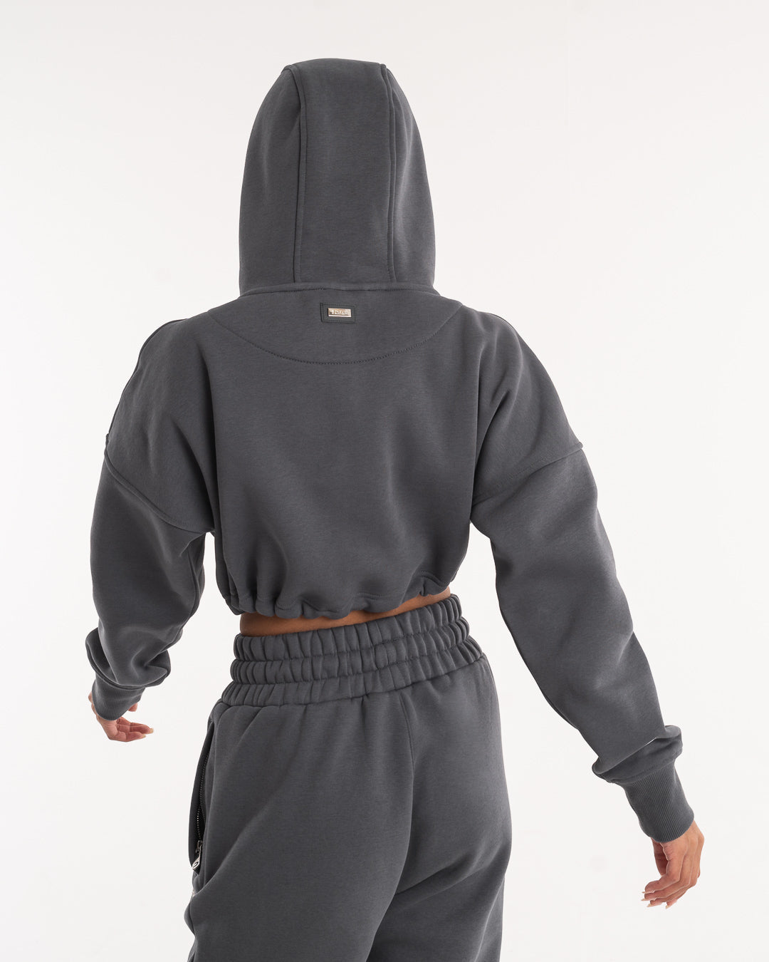 Johnson Cropped Hoodie - Charcoal | BOXRAW