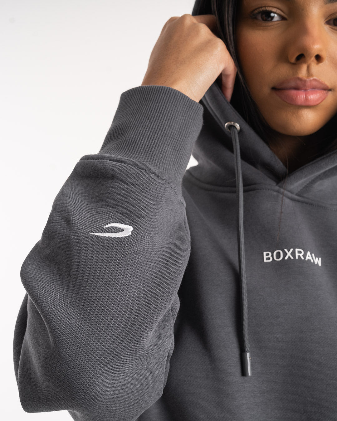 Johnson Cropped Hoodie - Charcoal | BOXRAW