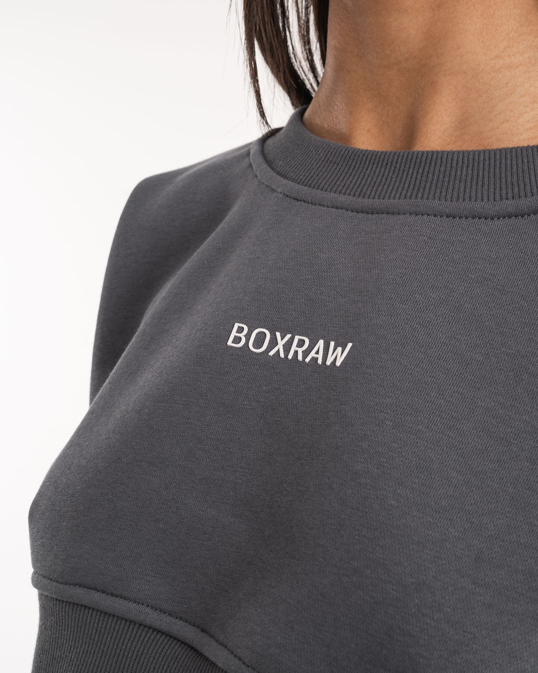 Johnson Cropped Sweatshirt - Charcoal | BOXRAW