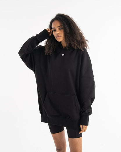 Women's Oversized Hoodie - Black - BOXRAW