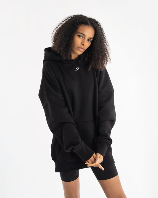 Women's Oversized Hoodie - Black - BOXRAW