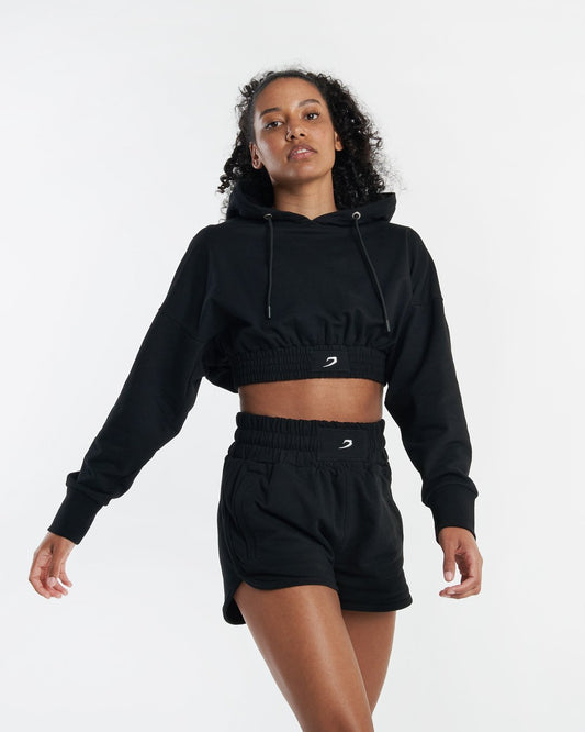 Kim Cropped Hoodie - Black | BOXRAW