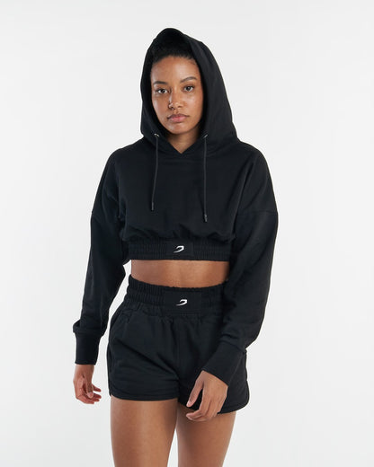 Kim Cropped Hoodie - Black | BOXRAW
